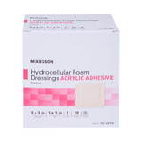 McKesson Foam Dressing 3 X 3 Inch With Border Film Backing Acrylic Adhesive Square Sterile, 16-4670, Pack of 1