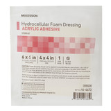 McKesson Foam Dressing 6 X 6 Inch With Border Film Backing Acrylic Adhesive Square Sterile, 16-4672, Box of 10