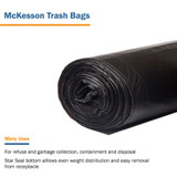 McKesson Trash Bag 56 gal. 1.5 mil 43 X 47 Inch Black Super Heavy Duty Star Seal Bottom Coreless Roll, SL4347150K, Case of 100