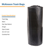 McKesson Trash Bag 56 gal. 1.5 mil 43 X 47 Inch Black Super Heavy Duty Star Seal Bottom Coreless Roll, SL4347150K, Case of 100