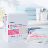McKesson Foam Dressing 3 X 3 Inch With Border Film Backing Acrylic Adhesive Square Sterile, 16-4670, Case of 100