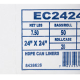 McKesson Trash Bag 10 gal. 5 Mic. 24 X 24 Inch Clear Light Duty Star Seal Bottom Coreless Roll, EC2424N, Case of 1000