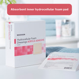 McKesson Foam Dressing 7 X 7 Inch With Border Film Backing Acrylic Adhesive Square Sterile, 16-4673, Box of 10