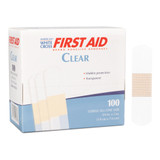 American White Cross First Aid Adhesive Strip Plastic Clear 3/4 X 3 Inch Sterile, 1475033, Box of 100