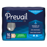 Prevail Daily Underwear Absorbent Underwear Pull On with Tear Away Seams Adult X-Large Male Disposable Heavy Absorbency, PUM-514, Bag of 16