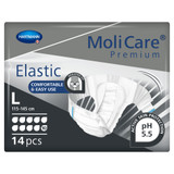 MoliCare Premium Elastic 10D Incontinence Brief Adult Large Unisex Disposable Heavy Absorbency, 165673, Pack of 14