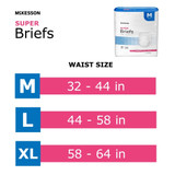 McKesson Incontinence Brief Adult Large Unisex Disposable Moderate Absorbency, BR30644, Bag of 18
