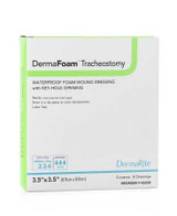 Foam Dressing DermaFoam Tracheostomy 3-1/2 X 3-1/2 Inch Fenestrated Square Non-Adhesive without Border Sterile 45330 Each/1 125276 DermaRite Industries 946613_EA