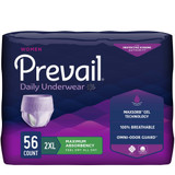 Prevail Daily Underwear Absorbent Underwear Pull On with Tear Away Seams Adult 2X-Large Female Disposable Heavy Absorbency, PWC-517, Case of 56