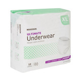 McKesson Absorbent Underwear Pull On with Tear Away Seams Adult X-Large Unisex Disposable Heavy Absorbency, UW33853, Bag of 14