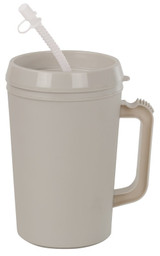34 oz. Plastic Insulated Drinking Mug Gray Reusable, GP55408, Pack of 1