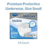 MoliCare Premium Mobile 6D Absorbent Underwear Pull On with Tear Away Seams Adult Small Unisex Disposable Moderate Absorbency, 915831, Bag of 14