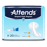 Attends Shaped Pads Regular Bladder Control Pad 12 X 25.2 Inch Heavy Absorbency Polymer Core One Size Fits Most, SPDRA, Pack of 20