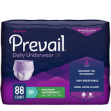 Female Adult Absorbent Underwear Prevail Daily Underwear Pull On with Tear Away Seams Small Disposable Heavy Absorbency PWC-511 Case/88 201150 First Quality 1178181_CS