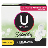 U by Kotex Security Feminine Pad Ultra Thin with Wings Regular Absorbency, 53631, Case of 216