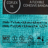 Cohesive Bandage CoFlexNL 1 Inch X 5 Yard 12 lbs. Tensile Strength Self-adherent Closure Teal / Blue / White / Purple / Green NonSterile 5100RB Roll/1 HM14C Andover Coated Products 627155_RL