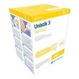 Lancet Unistik Safety Lancet Normal Flow Needle 1.8 mm Depth 23 Gauge Push Button Activation AT 1002 Box/100 EP85040 Owen Mumford 475825_BX