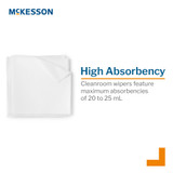 McKesson Cleanroom Wipe 150 Count Bag 12 X 12 Inch Sterile Disposable, MSWIP1212, Case of 1200