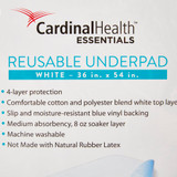 Cardinal Health Essentials Reusable Underpad 36 X 54 Inch Polyester / Rayon Moderate Absorbency, ZRUP3654R, Case of 10
