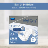 MoliCare Premium Elastic 6D Incontinence Brief Adult X-Large Unisex Disposable Moderate Absorbency, 165274, Bag of 14