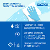 Kimtech Science Kimwipes Delicate Task Wipe Light Duty 92 Count Dispenser Box 14-7/10 X 16-3/5 Inch NonSterile Disposable, 34721, Box of 1