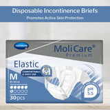 MoliCare Premium Elastic 6D Incontinence Brief Adult Medium Unisex Disposable Moderate Absorbency, 165272, Bag of 30