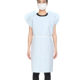 McKesson Patient Exam Gown, One Size Fits Most, Open Back, Blue, Premium Tissue Material, Case of 50