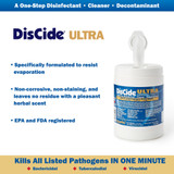 DisCide Ultra Surface Disinfectant Cleaner Premoistened Quaternary Based Manual Pull Wipe 160 Count Canister Herbal Scent NonSterile, 60DIS, Can of 160