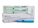 Safety Scalpel McKesson Prevent® B No. 15 Stainless Steel / Plastic Classic Grip Handle Sterile Disposable 16-37215 Case of 500 16-37215 McKesson Prevent® B 1073642_CS