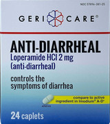 Anti-Diarrheal Geri-Care® 2 mg Strength Caplet 24 per Box 381-24B-GCP Case of 24 381-24B-GCP Geri-Care® 1185426_CS