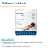 McKesson Unisex Youth Absorbent Underwear Pull On with Tear Away Seams Large / X-Large Disposable Heavy Absorbency, YPLXL, Case of 56