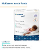McKesson Unisex Youth Absorbent Underwear Pull On with Tear Away Seams Large / X-Large Disposable Heavy Absorbency, YPLXL, Case of 56