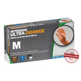 NitriDerm Ultra Orange Exam Glove Medium NonSterile Nitrile Standard Cuff Length Fully Textured Orange Chemo Tested / Fentanyl Tested, 199200, Box of 100