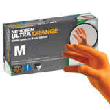 NitriDerm Ultra Orange Exam Glove Medium NonSterile Nitrile Standard Cuff Length Fully Textured Orange Chemo Tested / Fentanyl Tested, 199200, Box of 100
