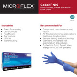 MICROFLEX Cobalt Exam Glove Medium NonSterile Nitrile Standard Cuff Length Fully Textured Blue Not Rated, N192, Case of 1000