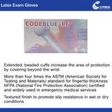 CODEBLUE PF Exam Glove Large NonSterile Latex Extended Cuff Length Fully Textured Blue Not Rated, 23-36, Case of 10