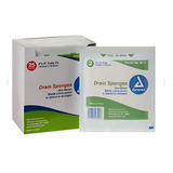 Dynarex Resp-O2 Pre-cut Nonwoven Drain Sponge 4 x 4'', Sterile – 2 per Pack – Box of 25