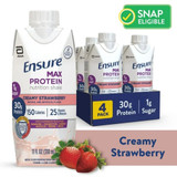Ensure Max Protein Nutrition Shake Oral Supplement Creamy Strawberry Flavor Liquid 11 oz. Reclosable Carton, 68169, Case of 12