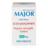 Major Pain Relief 325 mg Strength Acetaminophen Unit Dose Tablet 100 per Box, 00904677361, Box of 100