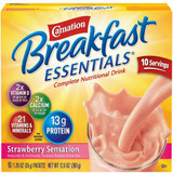 Carnation Breakfast Essentials Oral Supplement Strawberry Sensation Flavor Powder 1.26 oz. Individual Packet, 50000486502, Pack of 1