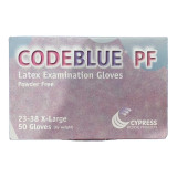 Exam Glove CODEBLUE® PF X-Large NonSterile Latex Extended Cuff Length Fully Textured Blue Not Rated 23-38 Box of 1 23-38 CODEBLUE® PF 546243_BX