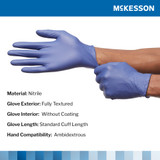 McKesson Confiderm LDC Exam Glove X-Large NonSterile Nitrile Standard Cuff Length Fully Textured Blue Chemo Tested / Fentanyl Tested, 14-6N48C, Box of 230