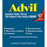 Advil Pain Relief 200 mg Strength Ibuprofen Tablet 50 per Box, 30573015489, Box of 100