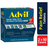 Advil Pain Relief 200 mg Strength Ibuprofen Tablet 50 per Box, 30573015489, Box of 100
