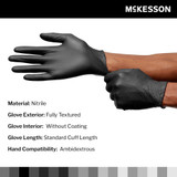 McKesson Confiderm LDC Exam Glove Medium NonSterile Nitrile Standard Cuff Length Fully Textured Black Chemo Tested / Fentanyl Tested, 14-6N54C, Case of 2500