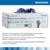 McKesson Confiderm LDC Exam Glove X-Large NonSterile Nitrile Standard Cuff Length Fully Textured Blue Chemo Tested / Fentanyl Tested, 14-6N48C, Case of 2300