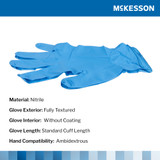 McKesson Confiderm 6.8C Exam Glove Large NonSterile Nitrile Standard Cuff Length Fully Textured Blue Chemo Tested / Fentanyl Tested, 14-6N661C, Box of 100