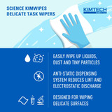 Kimtech Science Kimwipes Delicate Task Wipe Light Duty 286 Count Dispenser Box 4 X 8-1/5 Inch NonSterile Disposable, 34155, Box of 286