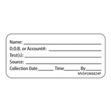 MedVision Pre-Printed / Write On Label Auxiliary Label White Paper Name_DOB_Test_Source_Collection Date_ Black Patient Information 1 X 2-1/4 Inch, MV04SW6824P, Roll of 1