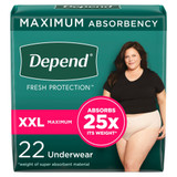 Depend Fresh Protection Absorbent Underwear Waistband Style Adult 2X-Large Female Disposable Heavy Absorbency, 53306, Pack of 22